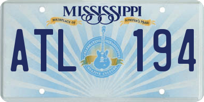 MS license plate ATL194