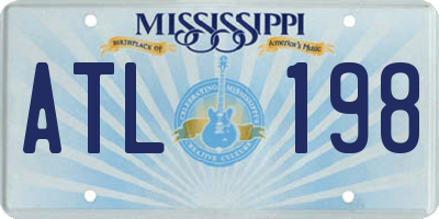 MS license plate ATL198
