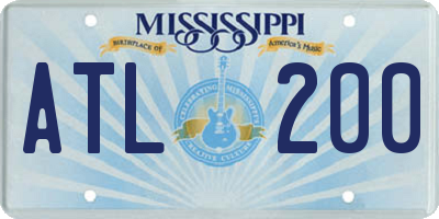 MS license plate ATL200