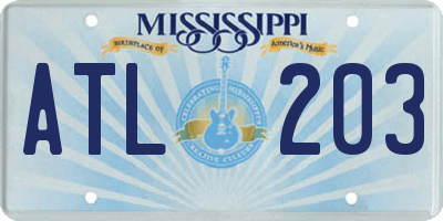 MS license plate ATL203