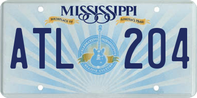 MS license plate ATL204