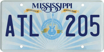 MS license plate ATL205