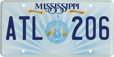 MS license plate ATL206