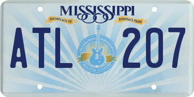 MS license plate ATL207