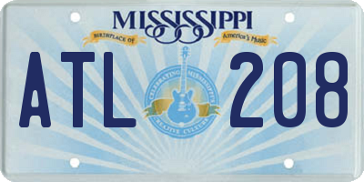 MS license plate ATL208