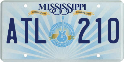 MS license plate ATL210