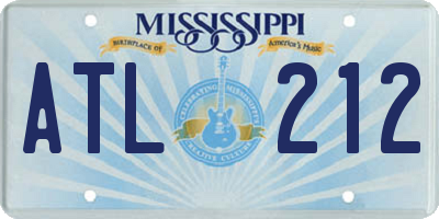 MS license plate ATL212