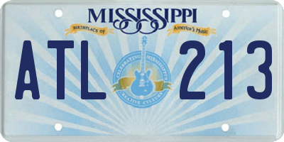 MS license plate ATL213