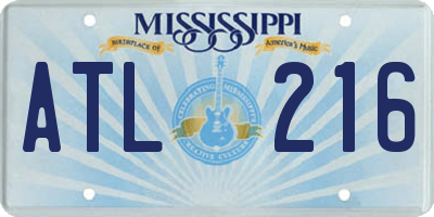 MS license plate ATL216
