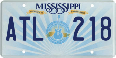 MS license plate ATL218