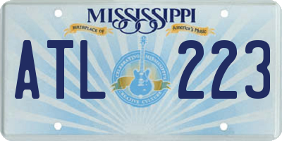MS license plate ATL223