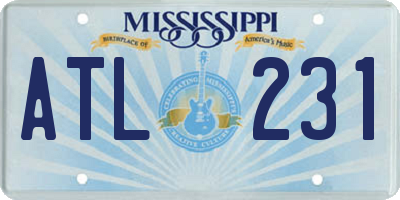 MS license plate ATL231