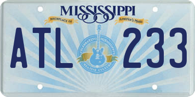 MS license plate ATL233