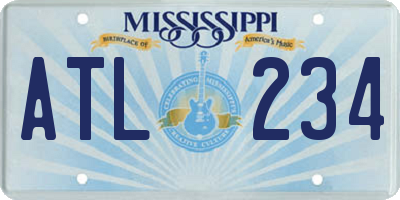 MS license plate ATL234