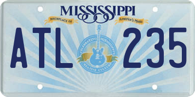 MS license plate ATL235