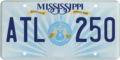 MS license plate ATL250