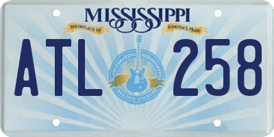 MS license plate ATL258