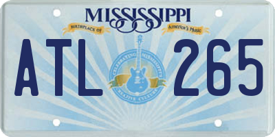 MS license plate ATL265