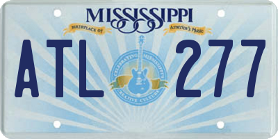 MS license plate ATL277