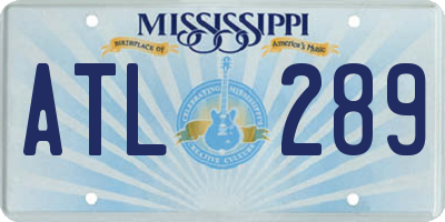 MS license plate ATL289