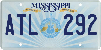MS license plate ATL292