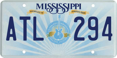 MS license plate ATL294