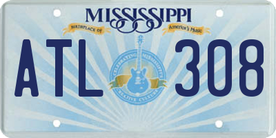 MS license plate ATL308