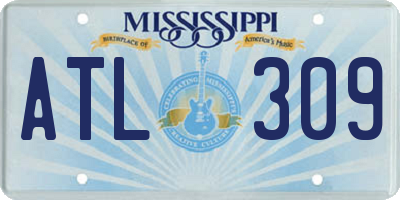 MS license plate ATL309