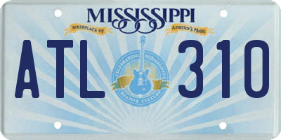 MS license plate ATL310