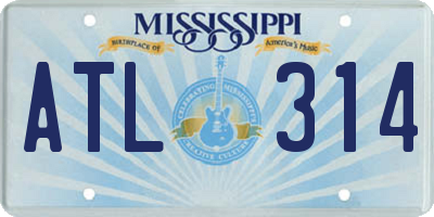 MS license plate ATL314