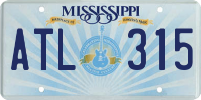 MS license plate ATL315