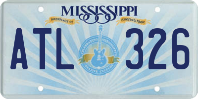 MS license plate ATL326