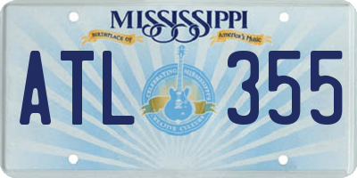 MS license plate ATL355