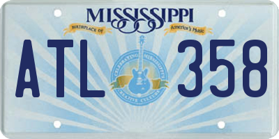 MS license plate ATL358