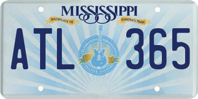 MS license plate ATL365