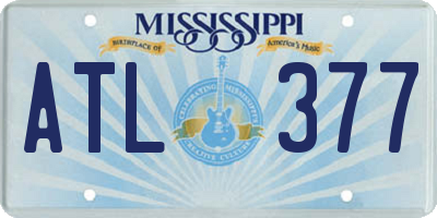 MS license plate ATL377