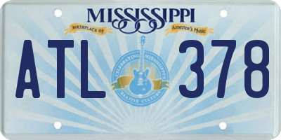 MS license plate ATL378