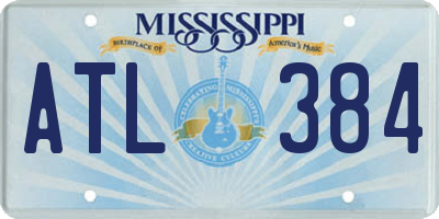 MS license plate ATL384