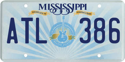 MS license plate ATL386