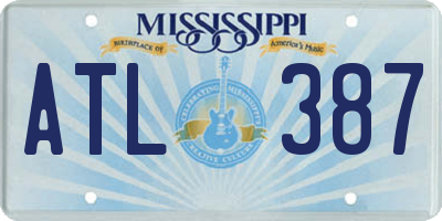 MS license plate ATL387