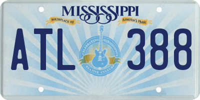 MS license plate ATL388