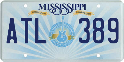 MS license plate ATL389