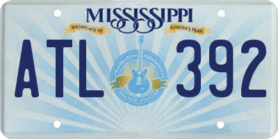 MS license plate ATL392