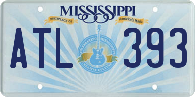 MS license plate ATL393