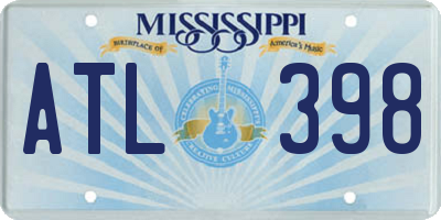 MS license plate ATL398