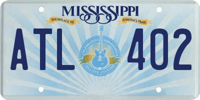 MS license plate ATL402