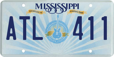 MS license plate ATL411