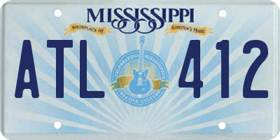 MS license plate ATL412