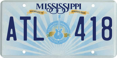 MS license plate ATL418