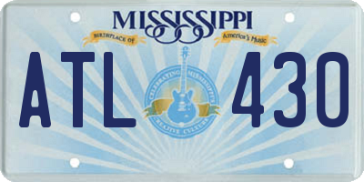 MS license plate ATL430